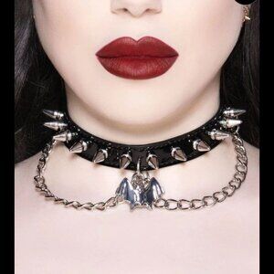 Killstar Bat Babe Choker Black and Silver